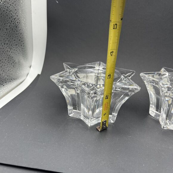 2 Vtg Villeroy & Boch Germany Lg Glass Star Votive Candle Holders Lucca 4.75" - Picture 11 of 16